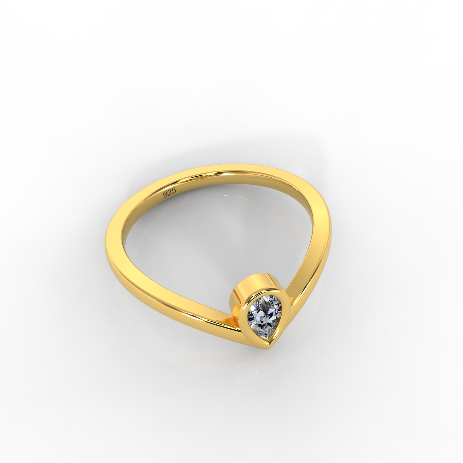 Dainty Diamond Chevron Ring For Her, Hallmarked 925 Sterling Silver - sitabo