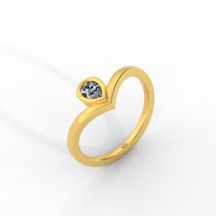 Dainty Diamond Chevron Ring For Her, Hallmarked 925 Sterling Silver - sitabo