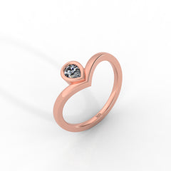 Dainty Diamond Chevron Ring For Her, Hallmarked 925 Sterling Silver - sitabo