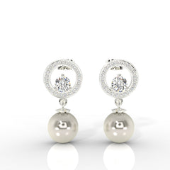 Natural Pearl Drop Earrings Gifts For Mother, Hallmarked 925 Sterling Silver - sitabo