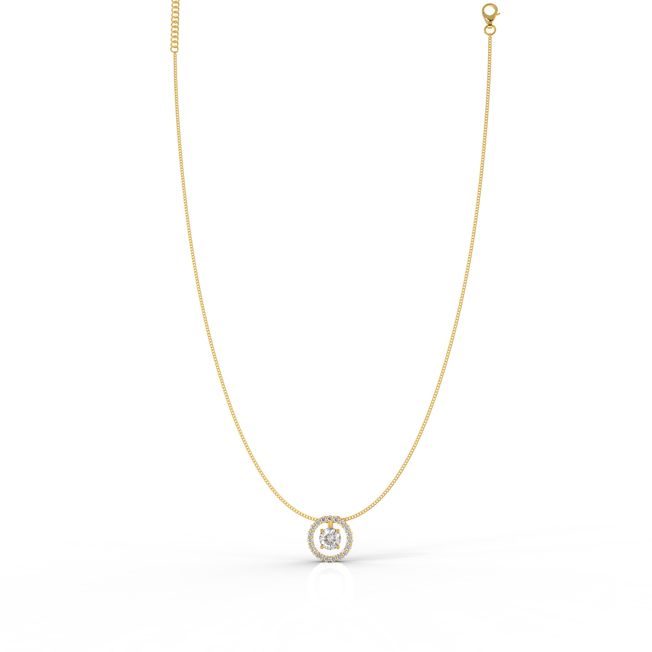 Dazzling Solitaire Circle Shaped Pendant With Chain- Hallmarked 925 Sterling Silver - sitabo