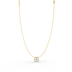 Dazzling Solitaire Circle Shaped Pendant With Chain- Hallmarked 925 Sterling Silver - sitabo
