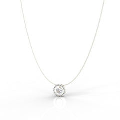 Dazzling Solitaire Circle Shaped Pendant With Chain- Hallmarked 925 Sterling Silver - sitabo