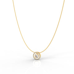 Dazzling Solitaire Circle Shaped Pendant With Chain- Hallmarked 925 Sterling Silver - sitabo