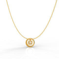 Dazzling Solitaire Circle Shaped Pendant With Chain- Hallmarked 925 Sterling Silver - sitabo