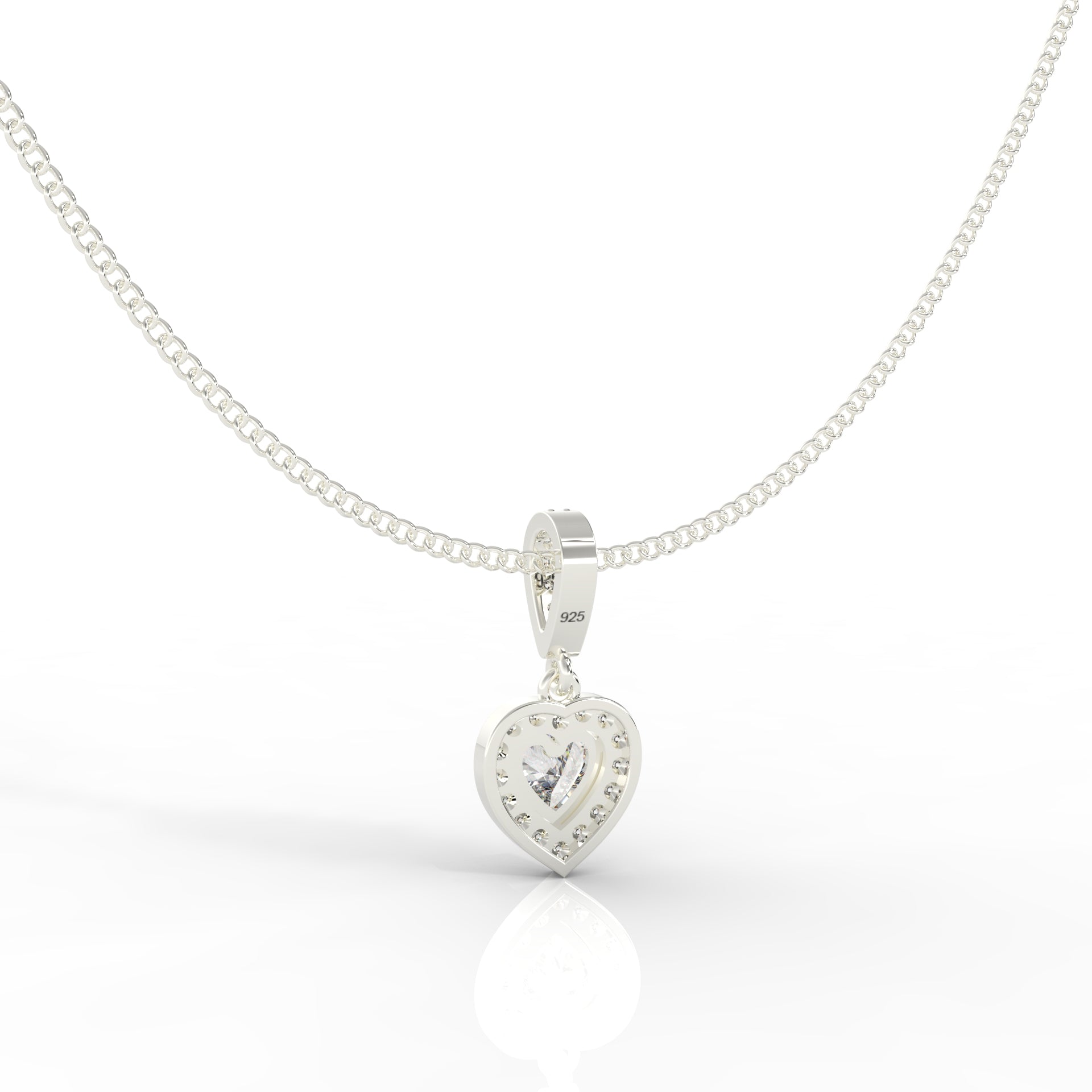 Heart in Heart Shape Pendant- Hallmarked 925 Sterling Silver - sitabo