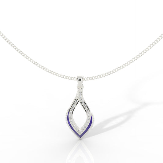 Eye Catching Tear Drop Charm With Chain, Hallmarked 925 Sterling Silver