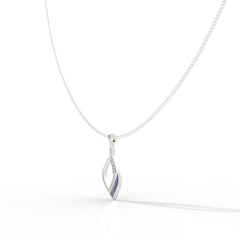 Eye Catching Tear Drop Charm With Chain, Hallmarked 925 Sterling Silver