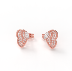 Sparkling Stud Earrings For Her, Hallmarked 925 Sterling Silver Rose Gold - sitabo