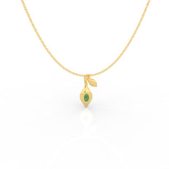 Refined Green Gemstone Leaf Pendant With Chain, Hallmarked 925 Sterling Silver - sitabo