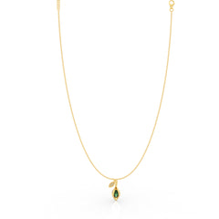 Refined Green Gemstone Leaf Pendant With Chain, Hallmarked 925 Sterling Silver - sitabo