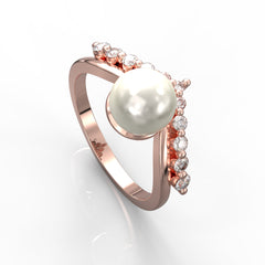 Fresh Water Pearl Engagement Ring, Hallmarked 925 Sterling Silver - sitabo