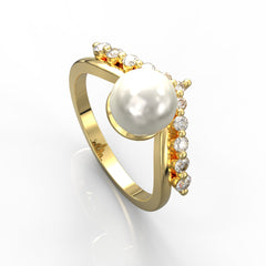 Fresh Water Pearl Engagement Ring, Hallmarked 925 Sterling Silver - sitabo