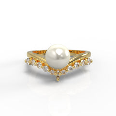 Fresh Water Pearl Engagement Ring, Hallmarked 925 Sterling Silver - sitabo