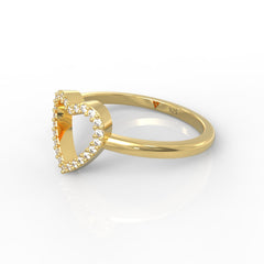 Fall in Love Heart Shaped Pave Ring- Hallmarked 925 Sterling Silver Yellow Gold - sitabo