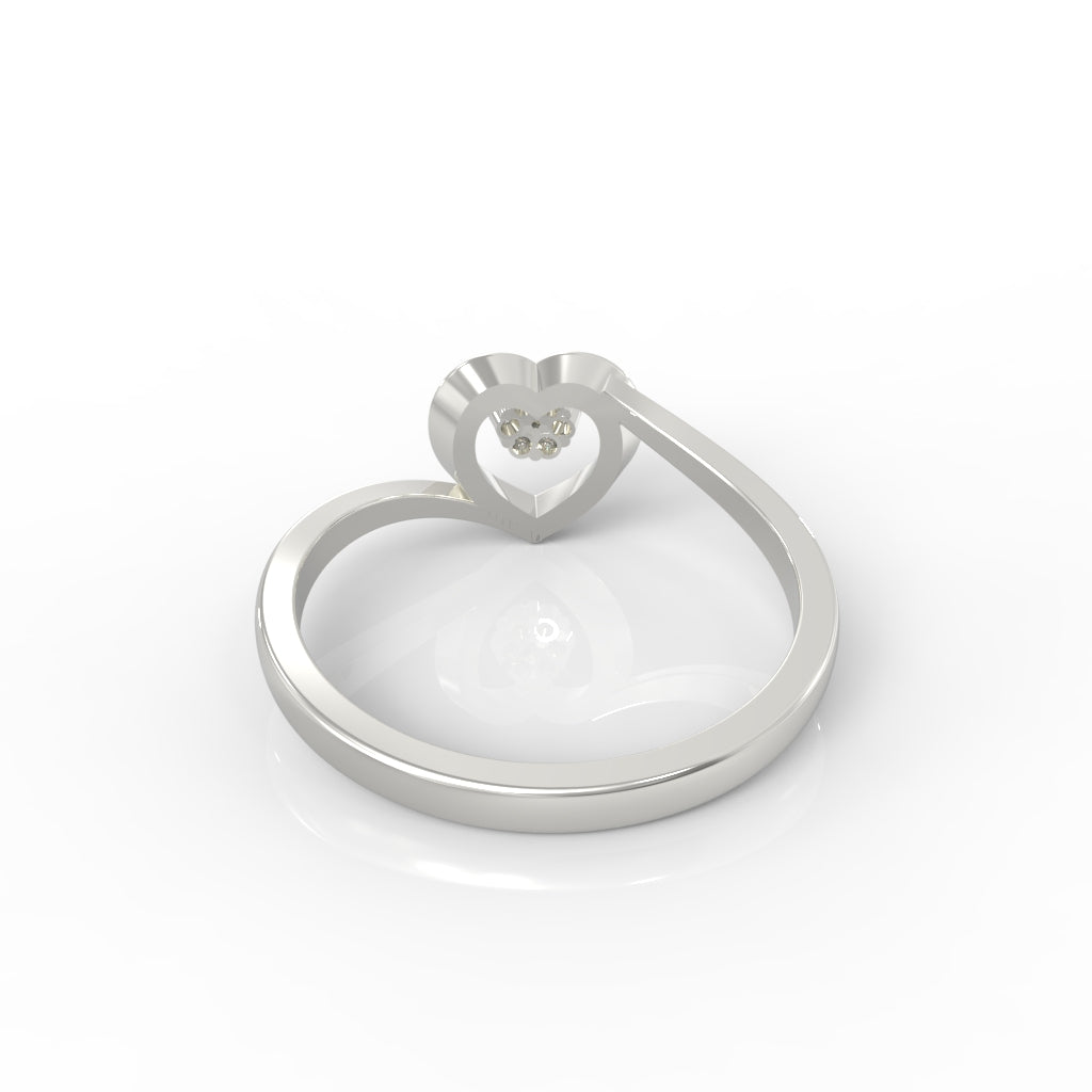 Heart Shape Engagement Ring, Hallmarked 925 Sterling Silver White Gold - sitabo
