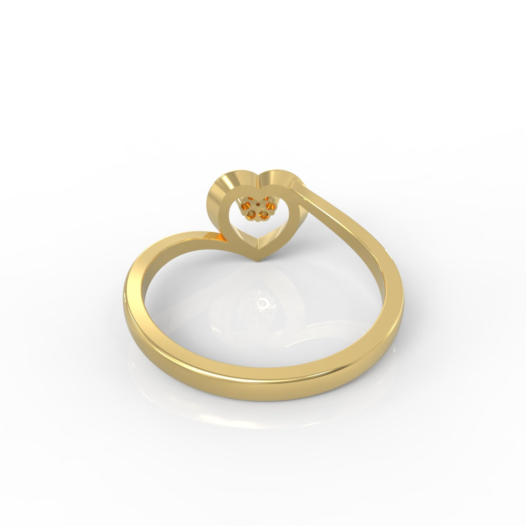 Heart Shape Engagement Ring, Hallmarked 925 Sterling Silver Yellow Gold - sitabo