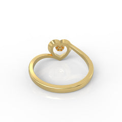 Heart Shape Engagement Ring, Hallmarked 925 Sterling Silver Yellow Gold - sitabo