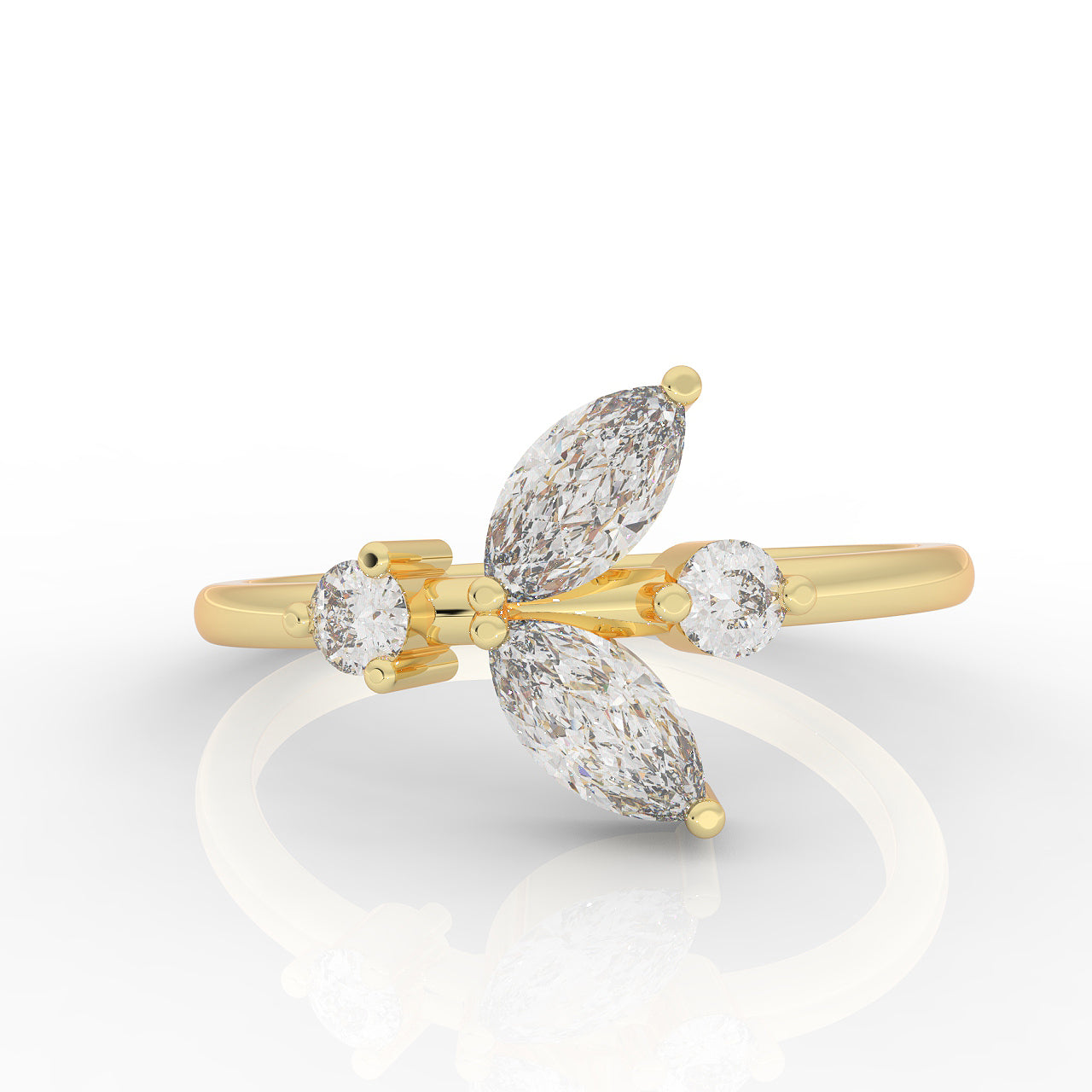 Minimalist Pear Cut Shiny Ring- Hallmarked 925 Sterling Silver Yellow Gold - sitabo