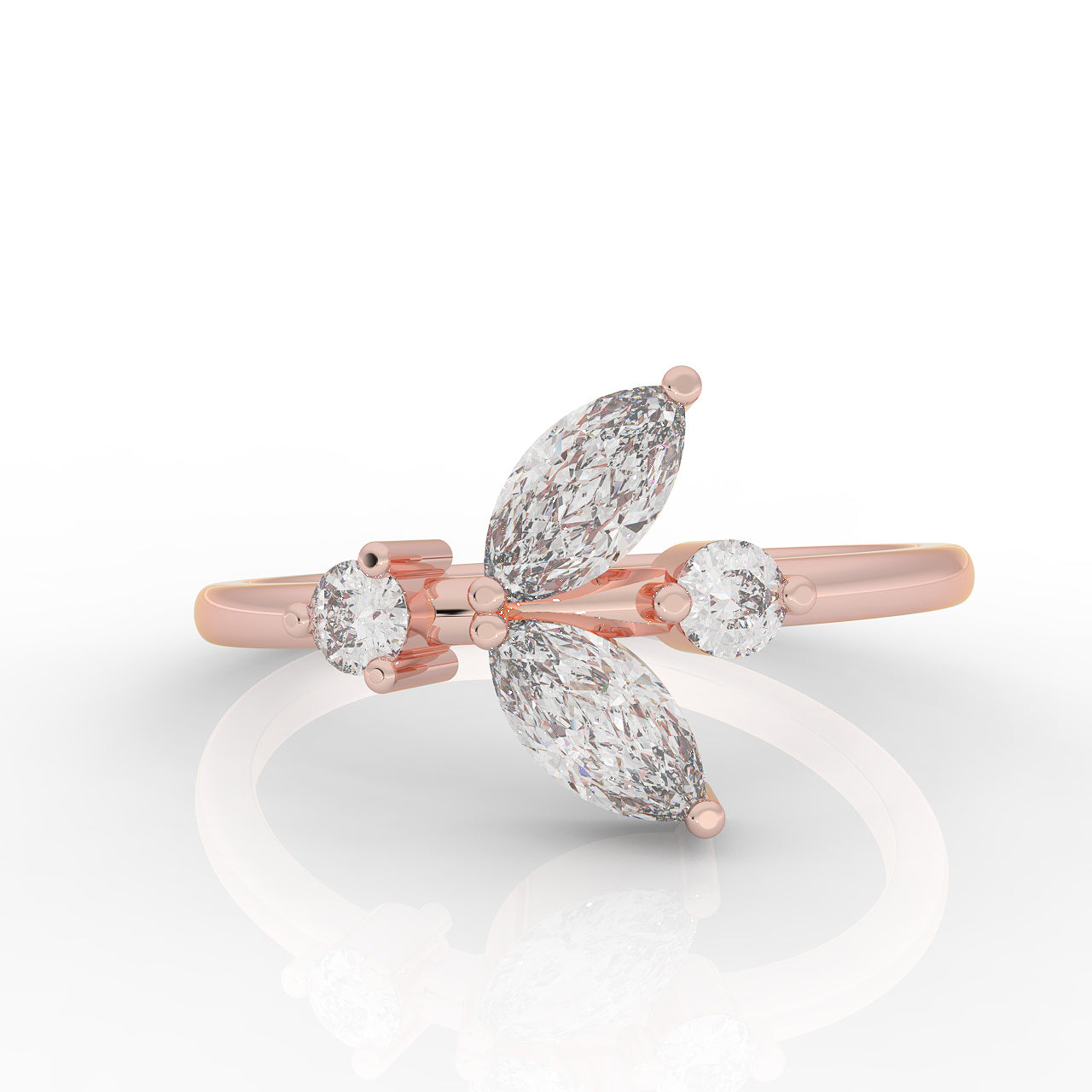 Minimalist Pear Cut Shiny Ring- Hallmarked 925 Sterling Silver Rose Gold - sitabo