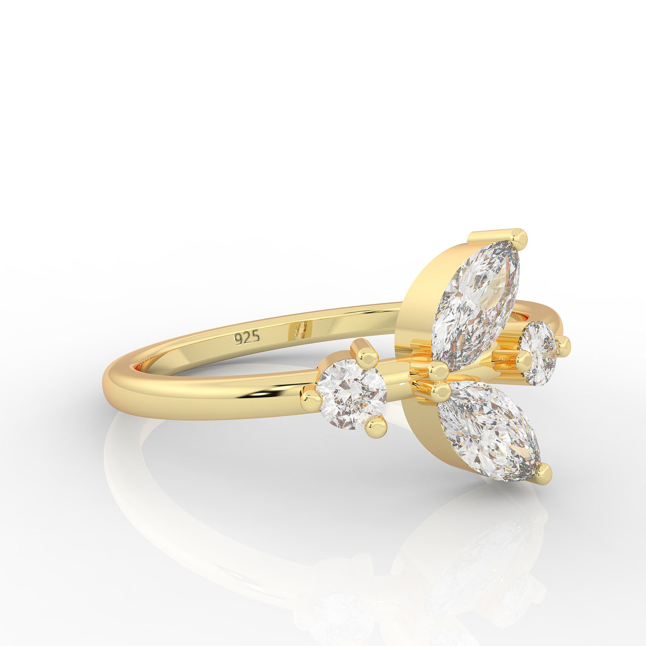 Minimalist Pear Cut Shiny Ring- Hallmarked 925 Sterling Silver Yellow Gold - sitabo