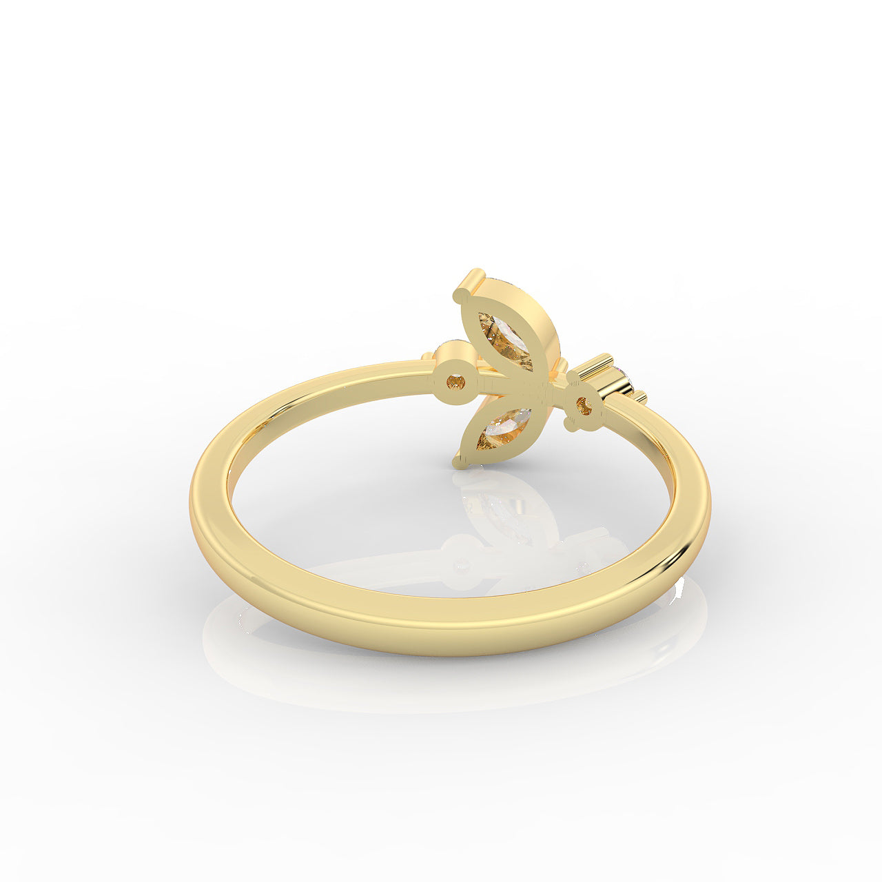 Minimalist Pear Cut Shiny Ring- Hallmarked 925 Sterling Silver Yellow Gold - sitabo