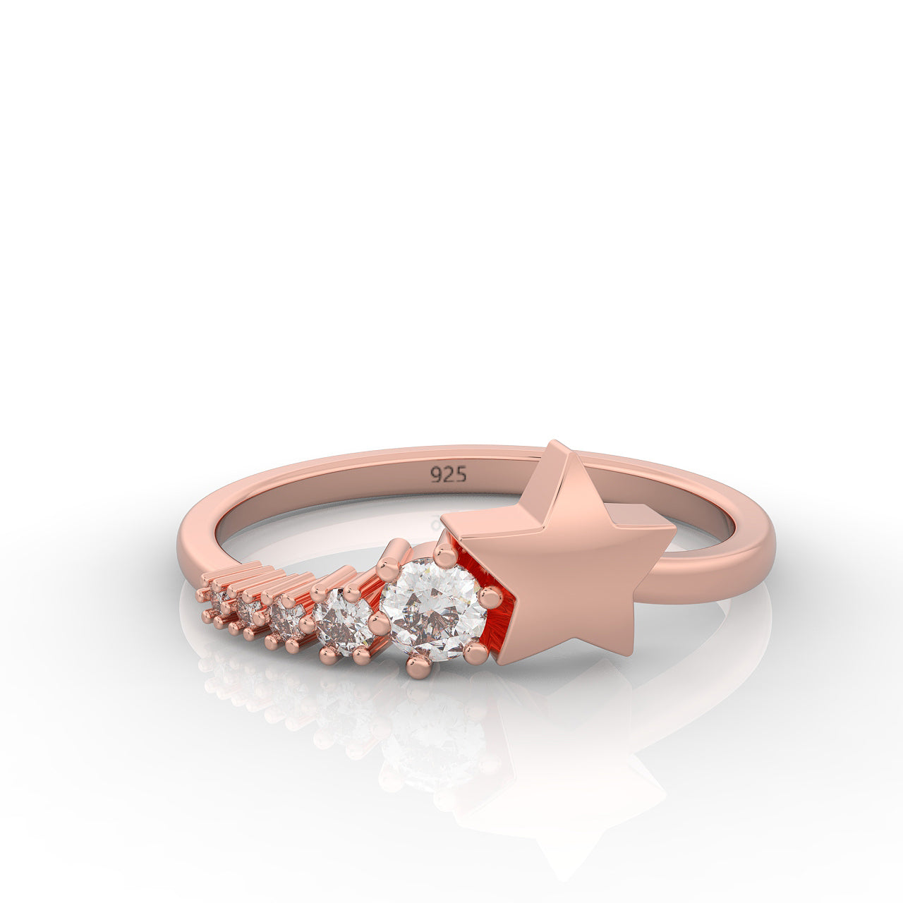 Shining Star Stackable Ring, Hallmarked 925 Sterling Silver - sitabo