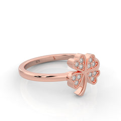 Palm Leaf Shape Dainty Stacking Ring, Hallmarked 925 Sterling Silver Rose Gold - sitabo