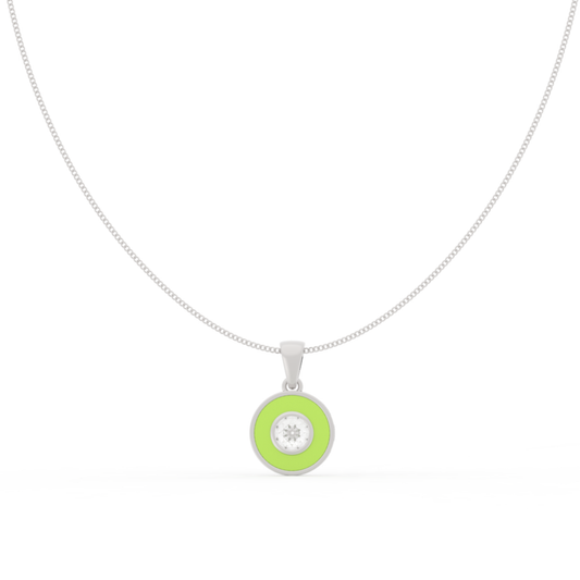 Neon Enameled Circle Pendant With Chain, Hallmarked 925 Sterling Silver sterlyn 925