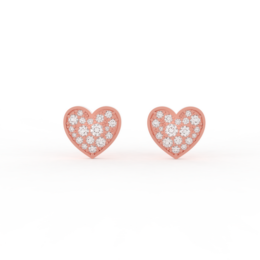 Pave Diamond Heart Shape Stud Earrings- Hallmarked 925 Sterling Silver sterlyn 925