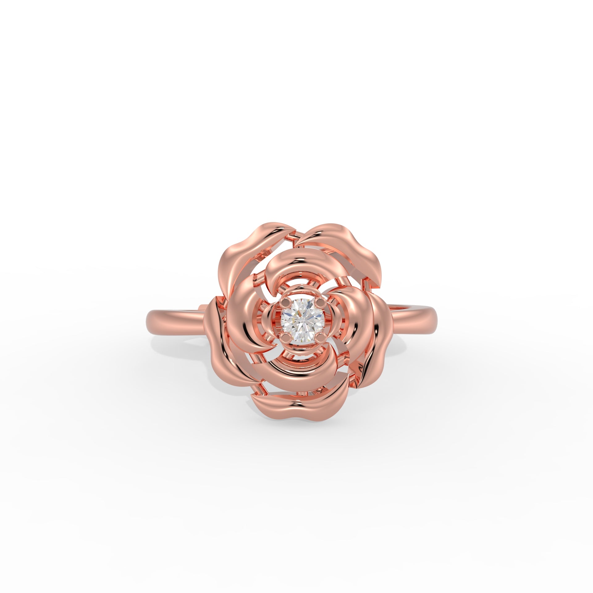 Blooming Rose Ring gold plated silver ring 18 rose gold ring