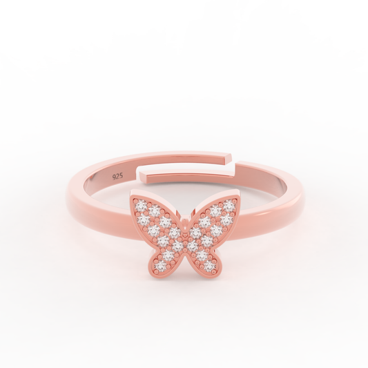 Shimmery Butterfly Cute Ring- Hallmarked 925 Sterling SIlver sterlyn 925