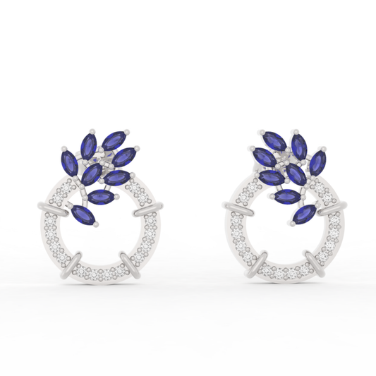 Sparkling Gemstone Cluster Circle Stud Earrings, Hallmarked 925 Sterling Silver sterlyn 925