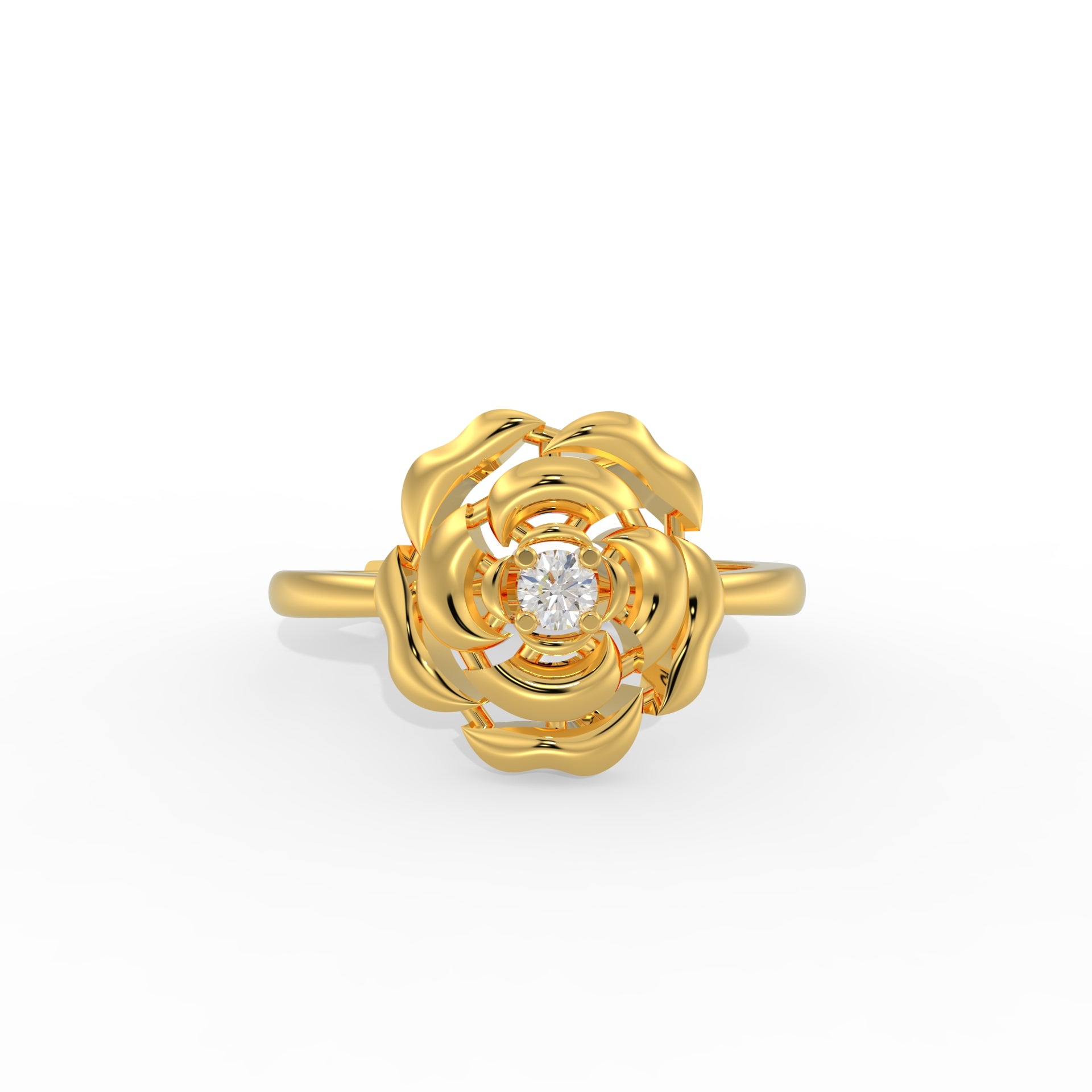 Special Blooming Rose Ring gold plated silver ring