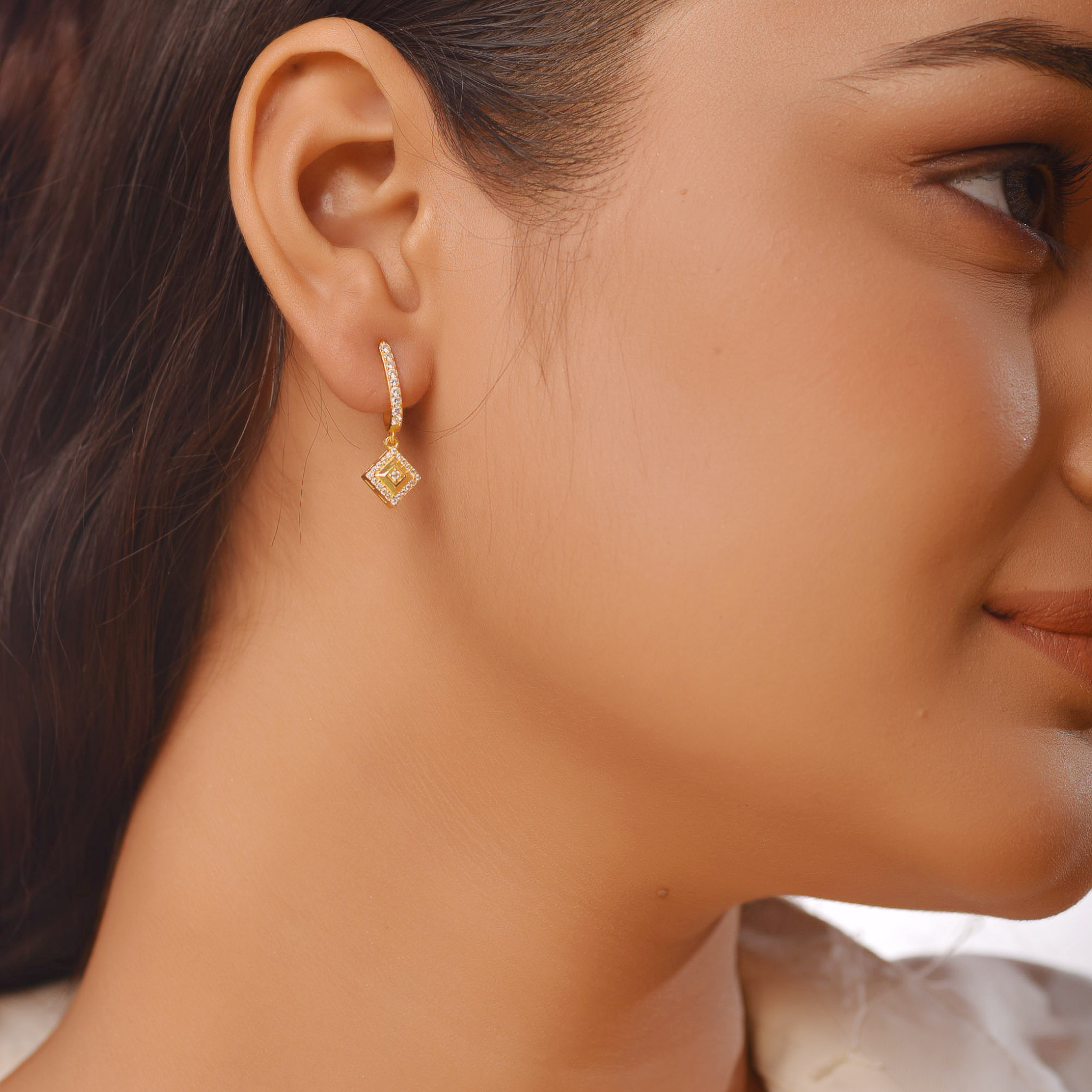 Square Clip On Dangle Party Wear Earrings, Hallmarked 925 Sterling Silver sterlyn 925