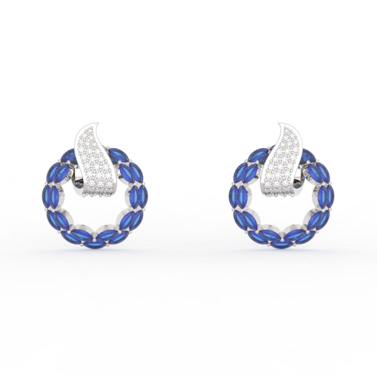 Sterlyn Blue Stone Unique Stud Earrings, Hallmarked 925 Sterling Silver sterlyn 925