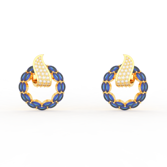 Sterlyn Blue Stone Unique Stud Earrings, Hallmarked 925 Sterling Silver sterlyn 925