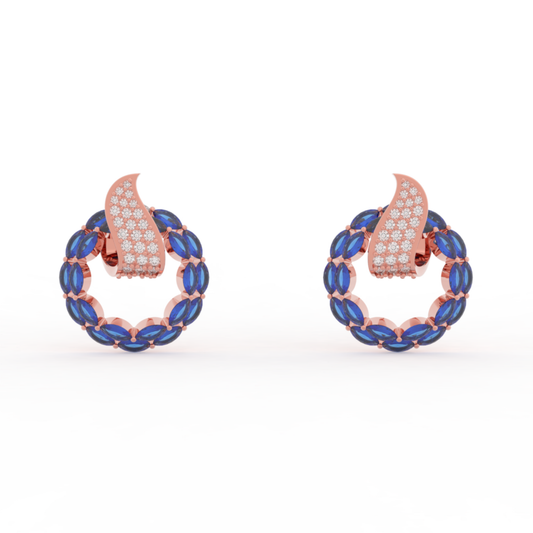 Sterlyn Blue Stone Unique Stud Earrings, Hallmarked 925 Sterling Silver sterlyn 925