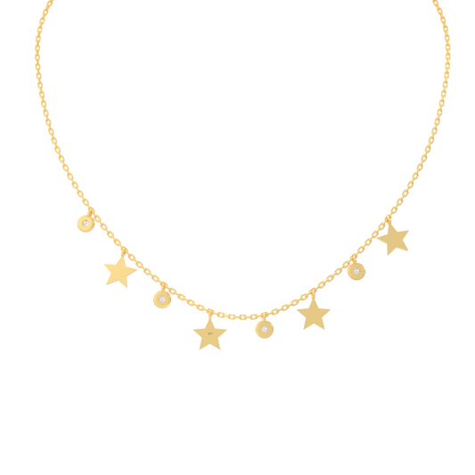 Tiny Star Station Charms With Chain, Hallmarked 925 Sterling Silver sterlyn 925