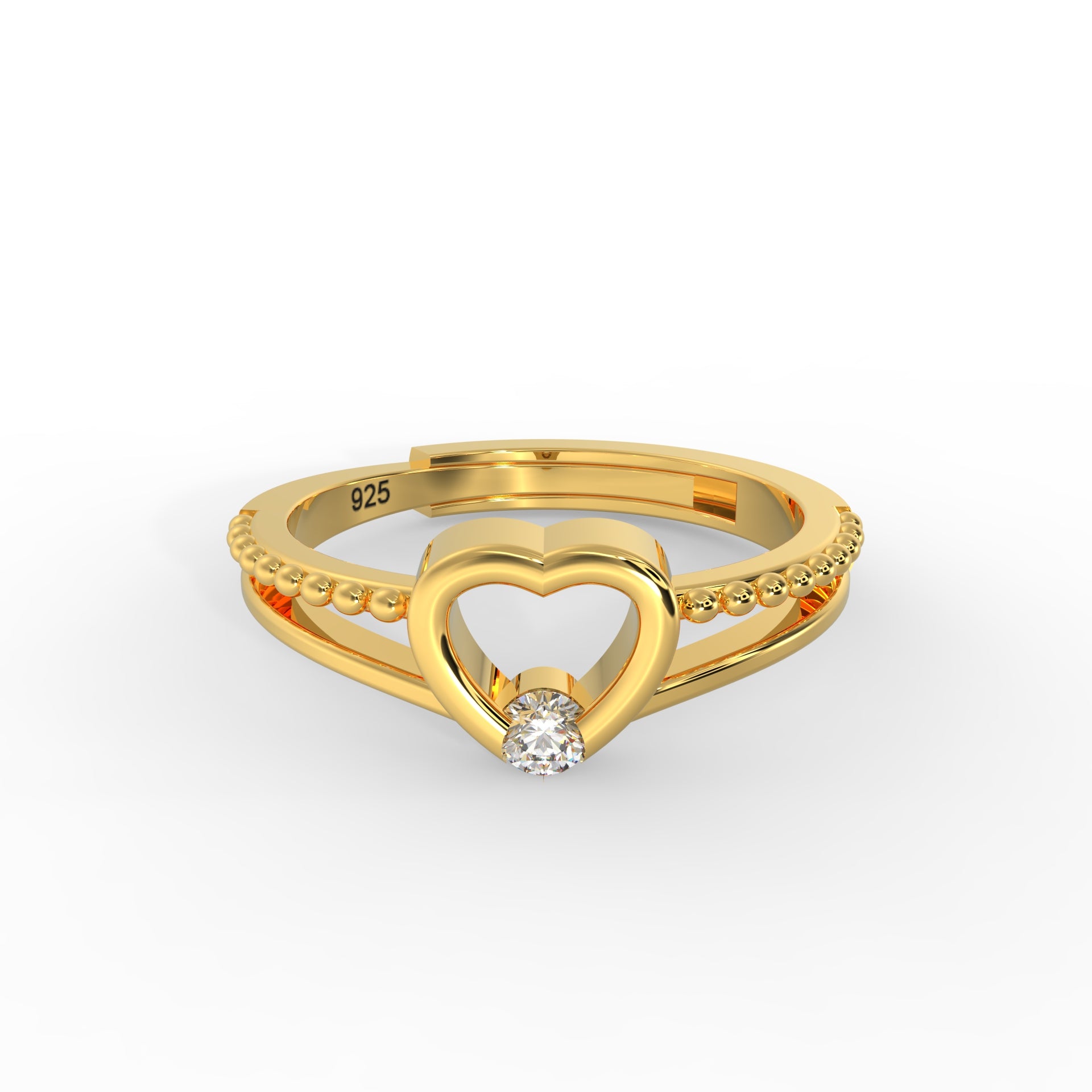 heart solitaire ring sterling silver ring