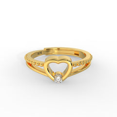 heart solitaire ring sterling silver ring