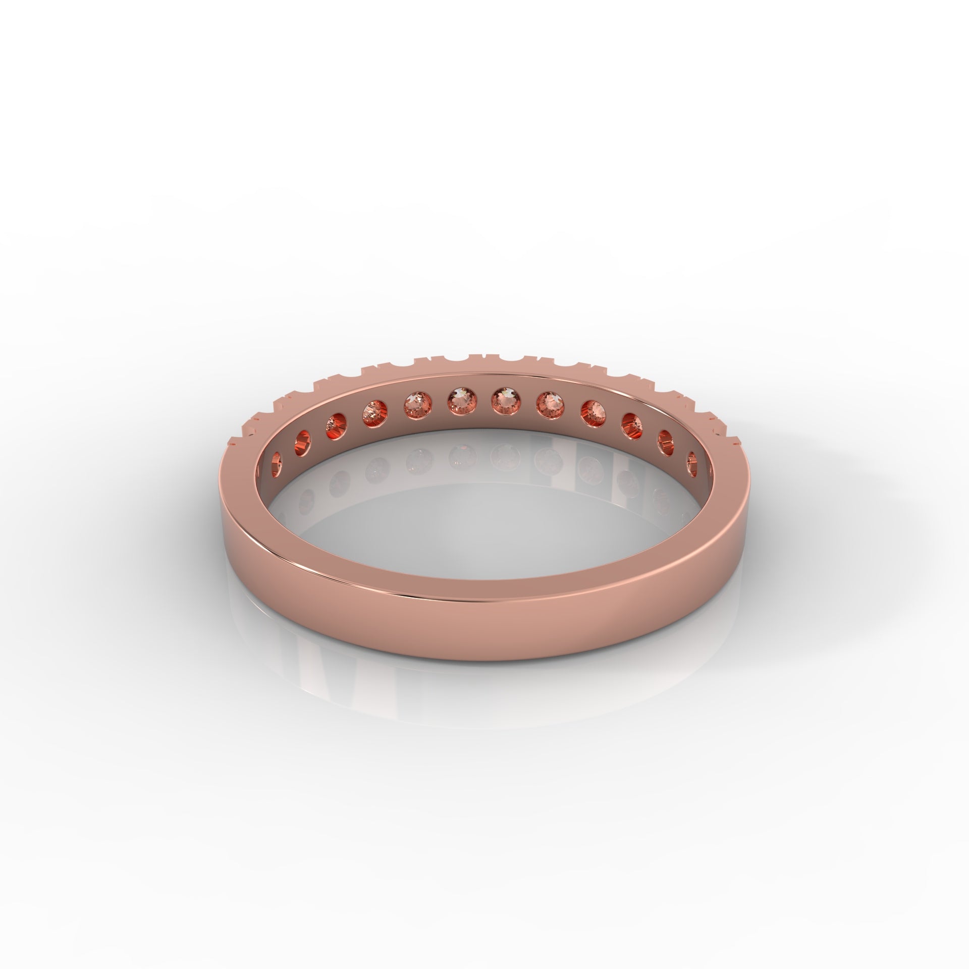 Chunky Pave Set Wedding Dome Band, Hallmarked 925 Sterling Silver Rose Gold - sitabo