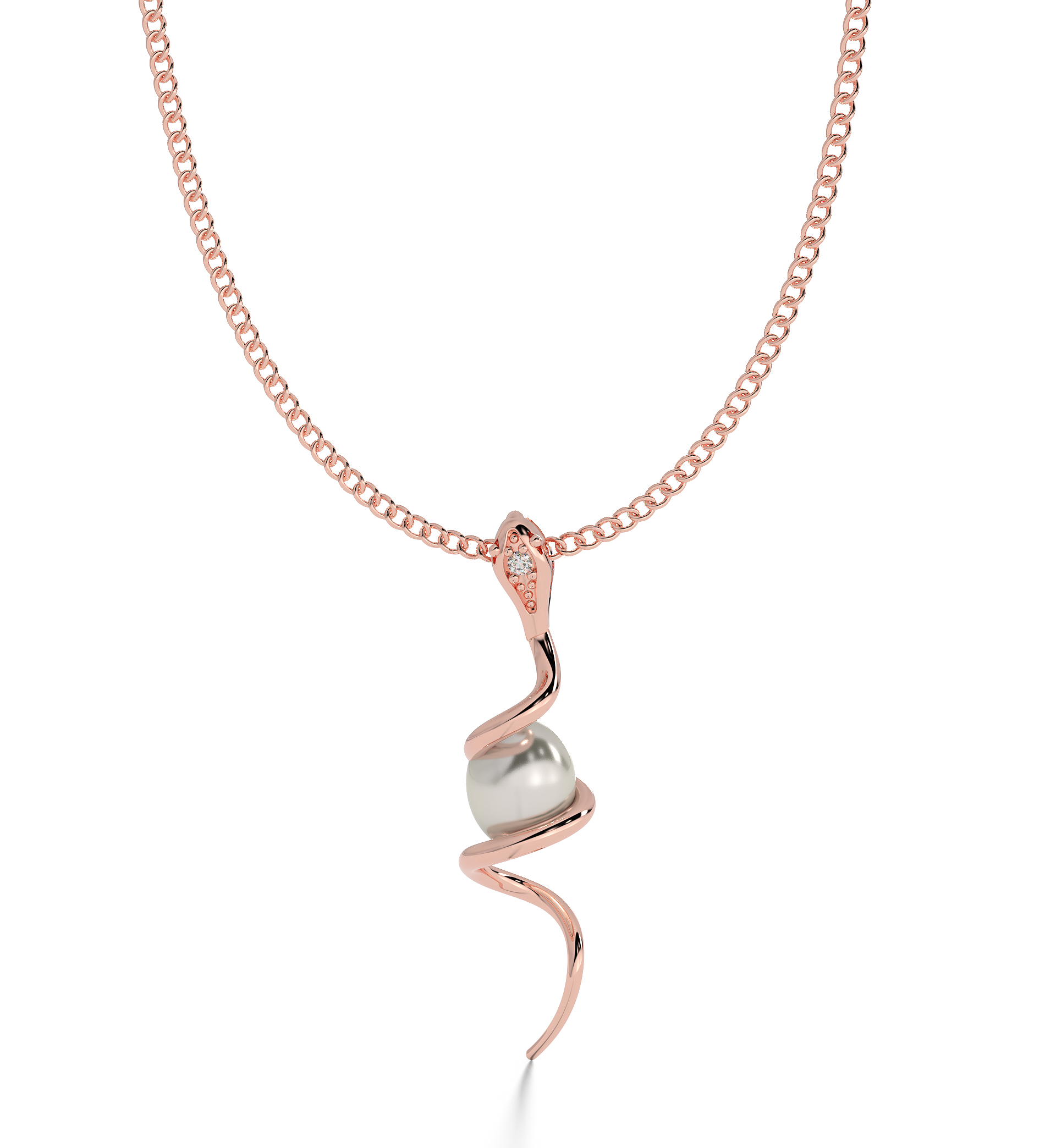 Serpentine Pearl Pendant With Chain, Hallmarked 925 Sterling Silver - sitabo