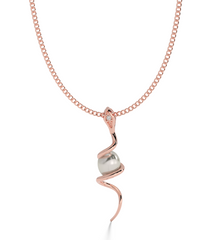 Serpentine Pearl Pendant With Chain, Hallmarked 925 Sterling Silver - sitabo