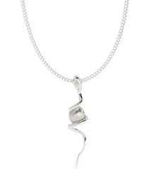 Serpentine Pearl Pendant With Chain, Hallmarked 925 Sterling Silver - sitabo