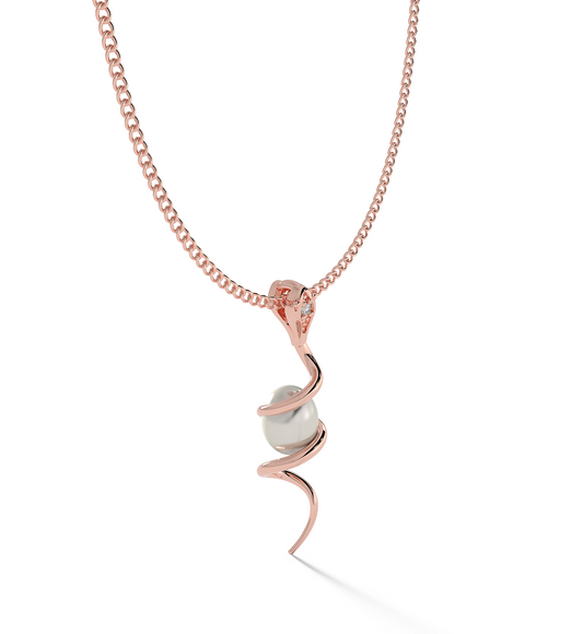 Serpentine Pearl Pendant With Chain, Hallmarked 925 Sterling Silver - sitabo