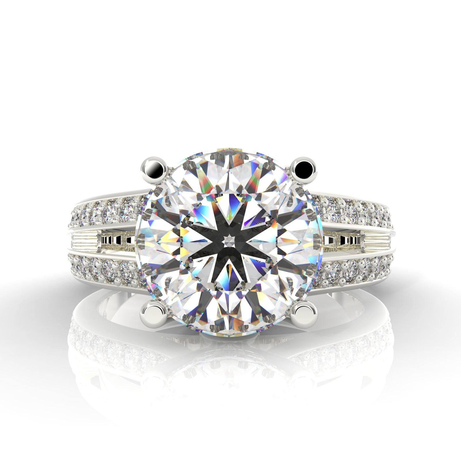 Solitaire Engagement Chunky Ring, Hallmarked 925 Sterling Silver White Gold - sitabo