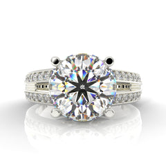 Solitaire Engagement Chunky Ring, Hallmarked 925 Sterling Silver White Gold - sitabo