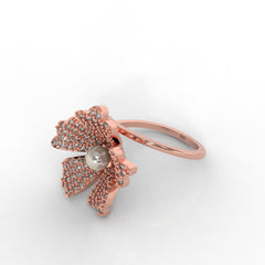 Daisy Pearl Stone Engagement Ring, Hallmarked 925 Sterling Silver Rose Gold - sitabo