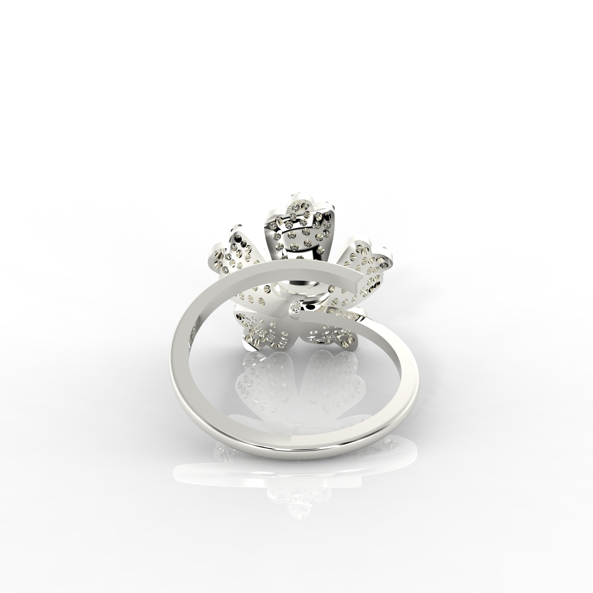 Daisy Pearl Stone Engagement Ring, Hallmarked 925 Sterling Silver White Gold - sitabo